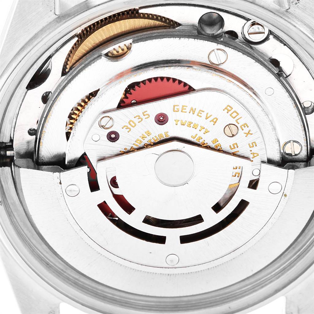 This image shows the movement mechanism of the Vintage Collection model by Rolex from a back angle.