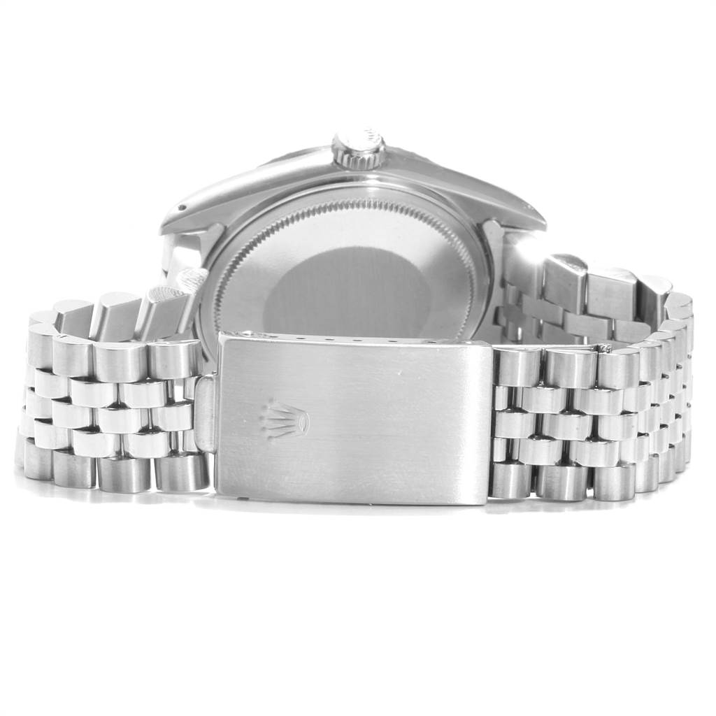 This image shows the back view of a Rolex Vintage Collection 16030 Men's Stainless Steel Silver Dial 16030 Men's Stainless Steel Silver Dial watch, highlighting the bracelet and clasp.