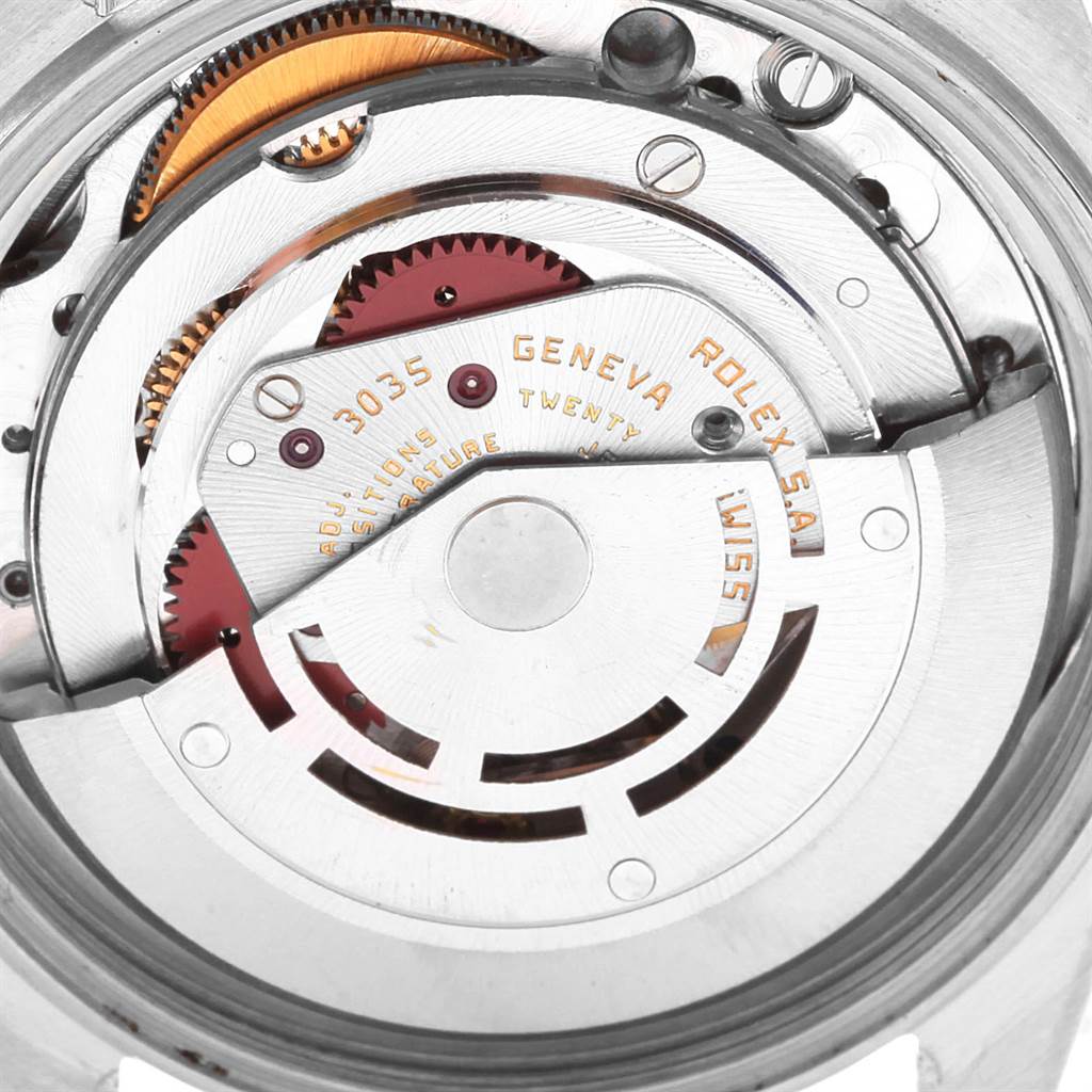 This image shows the intricate internal mechanism of the Rolex Vintage Collection 16014 Men's Stainless Steel Silver Dial 16014 Men's Stainless Steel Silver Dial watch model 3035, focusing on the movement components.