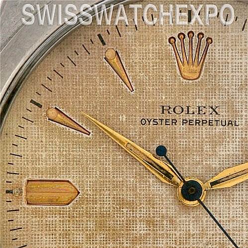 The close-up image shows the dial and hands of the Rolex Vintage Collection 6298 Stainless Steel Beige Dial 6298 Stainless Steel Beige Dial Oyster Perpetual watch.