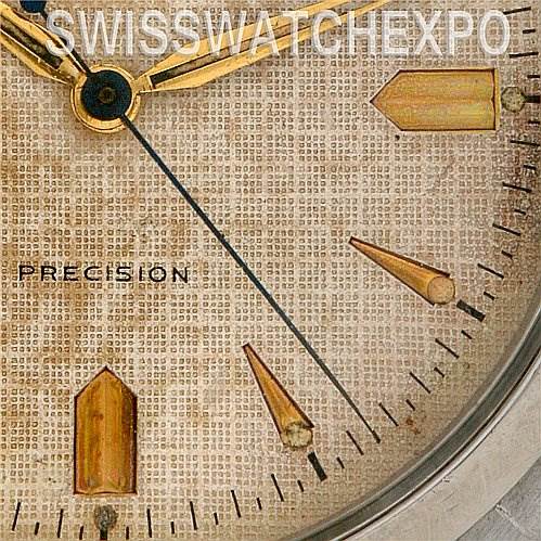 The image shows a close-up of the dial and hour markers of a Rolex Vintage Collection 6298 Stainless Steel Beige Dial 6298 Stainless Steel Beige Dial Precision watch.
