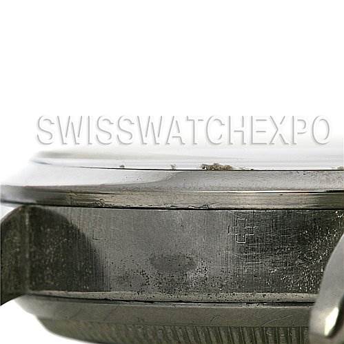 This image shows a close-up side view of the case and bezel of a Vintage Collection model by Rolex.