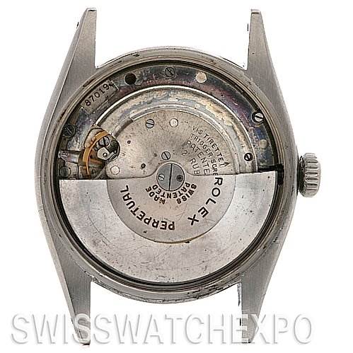 This image shows the back view of a Rolex Vintage Collection 6298 Stainless Steel Beige Dial 6298 Stainless Steel Beige Dial watch, displaying its internal movement and mechanics.