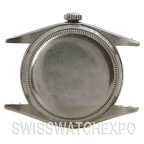 This image shows the back view of a Rolex Vintage Collection 6298 Stainless Steel Beige Dial 6298 Stainless Steel Beige Dial watch case, including the crown and lugs.