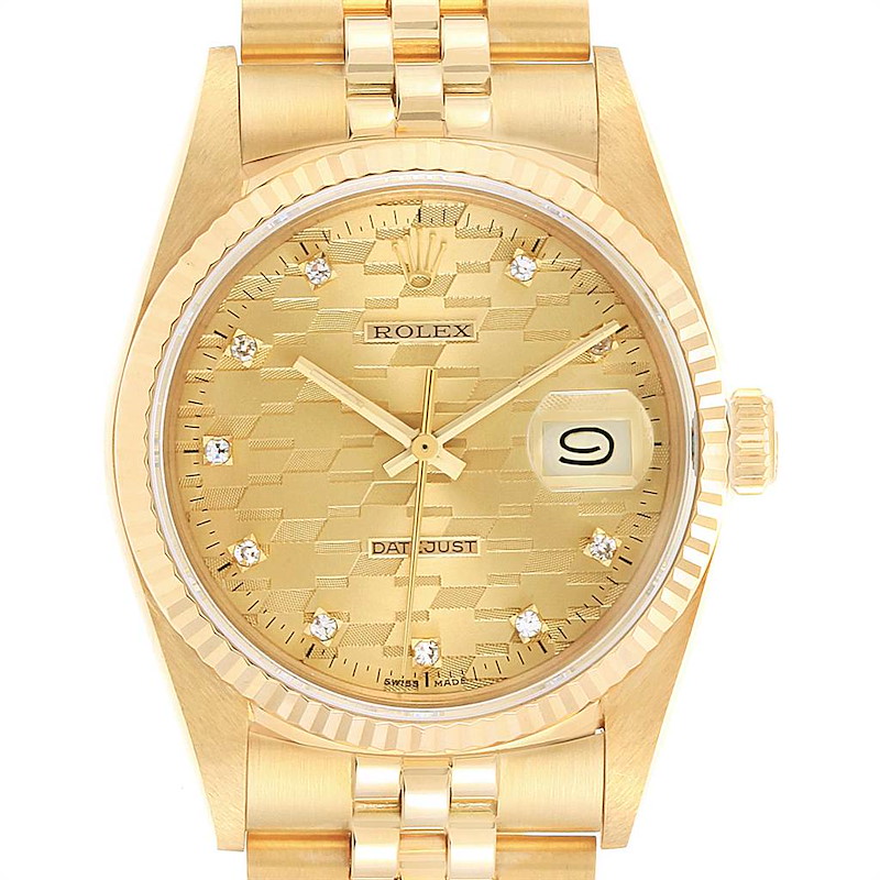 Rolex Datejust Chevrolet Award Vintage Yellow Gold Watch 16018 Box Papers SwissWatchExpo