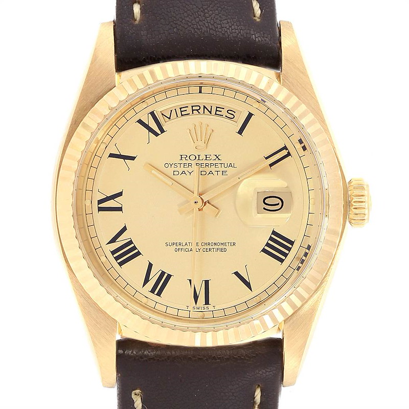 Rolex President Day-Date 36 Yellow Gold Vintage Bukley Dial Watch 1803 SwissWatchExpo