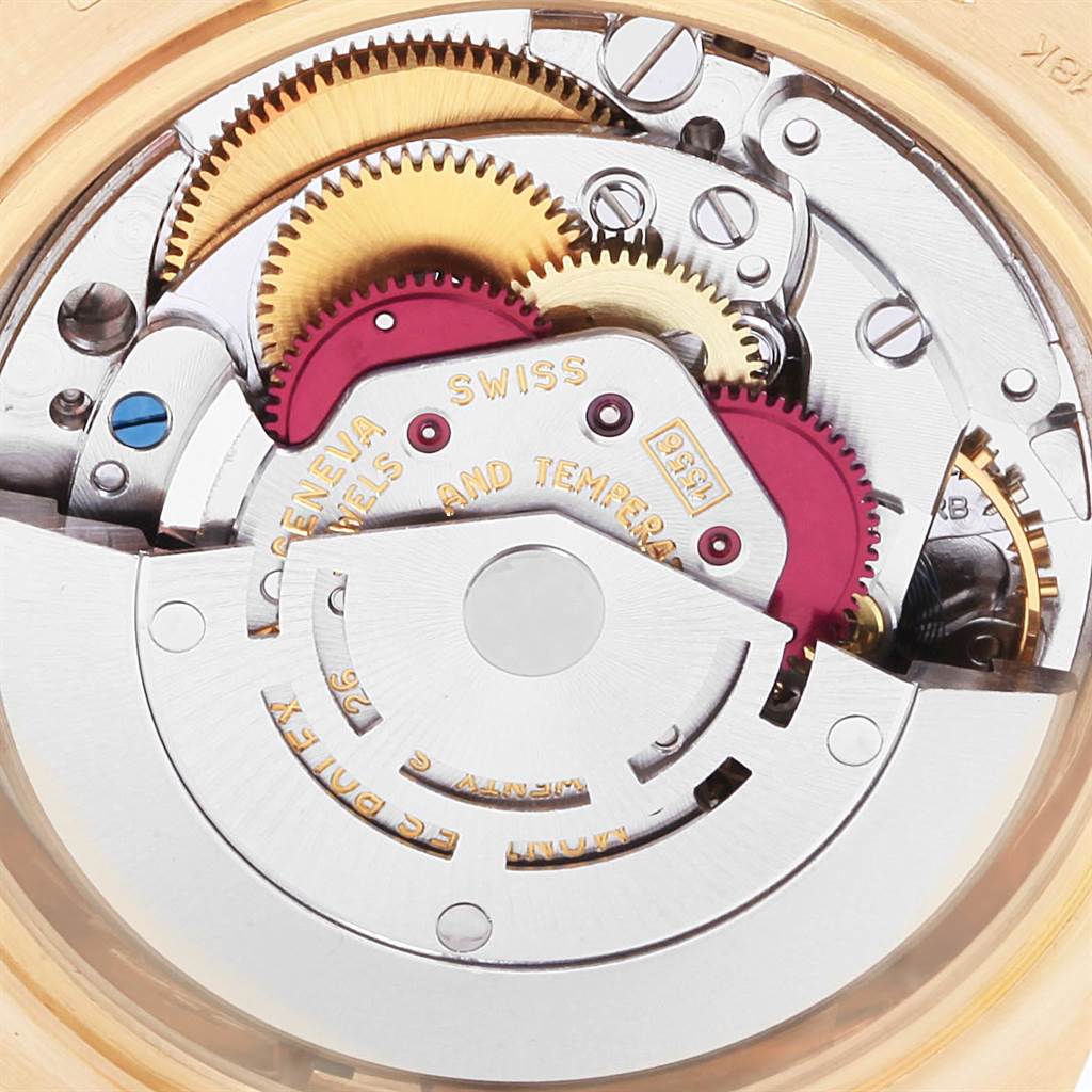 This image shows the inner mechanical movement components of a Vintage Collection model by Rolex from a close-up angle.