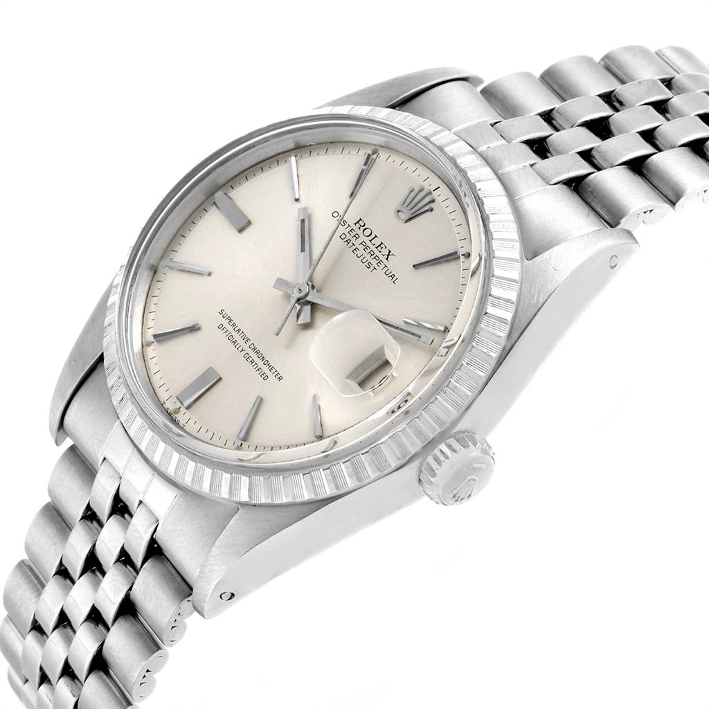 The Vintage Collection Rolex model is shown at an angled view, highlighting its face, crown, and part of the bracelet.