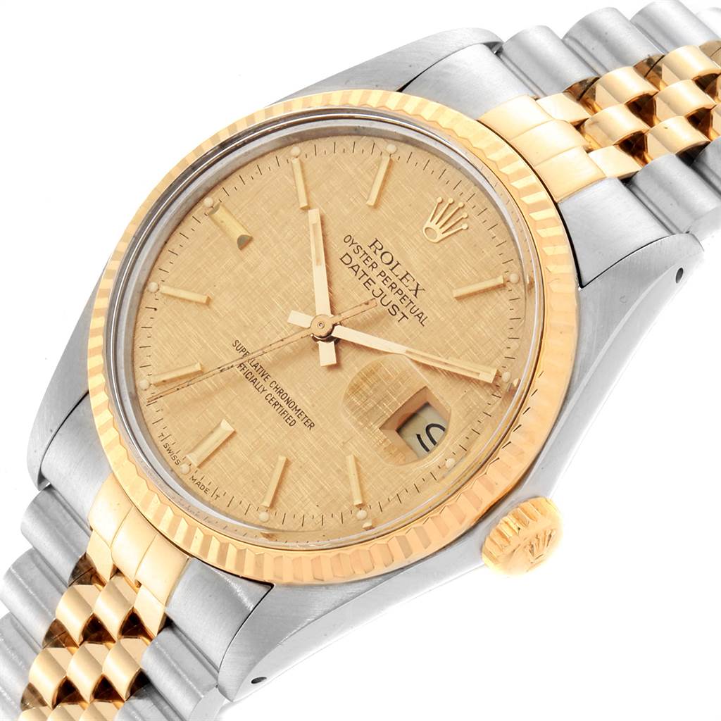 The image shows a Rolex Vintage Collection 16013 Men's Stainless Steel Champagne Dial 16013 Men's Stainless Steel Champagne Dial model watch featuring its dial, bezel, crown, and part of the bracelet.