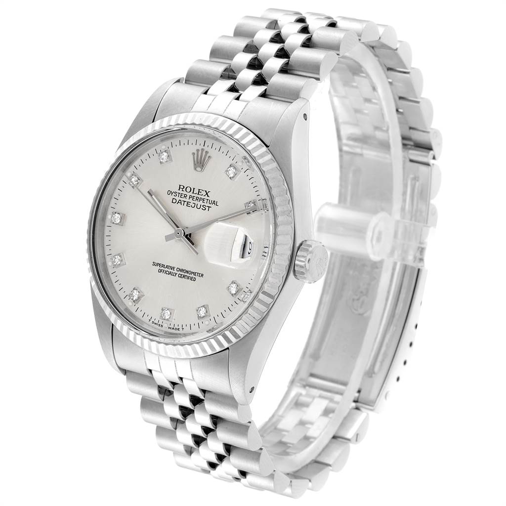 This Rolex Vintage Collection 16014 Men's Stainless Steel Silver Dial 16014 Men's Stainless Steel Silver Dial model is shown in a front-side angle, highlighting the dial, bezel, crown, and bracelet.