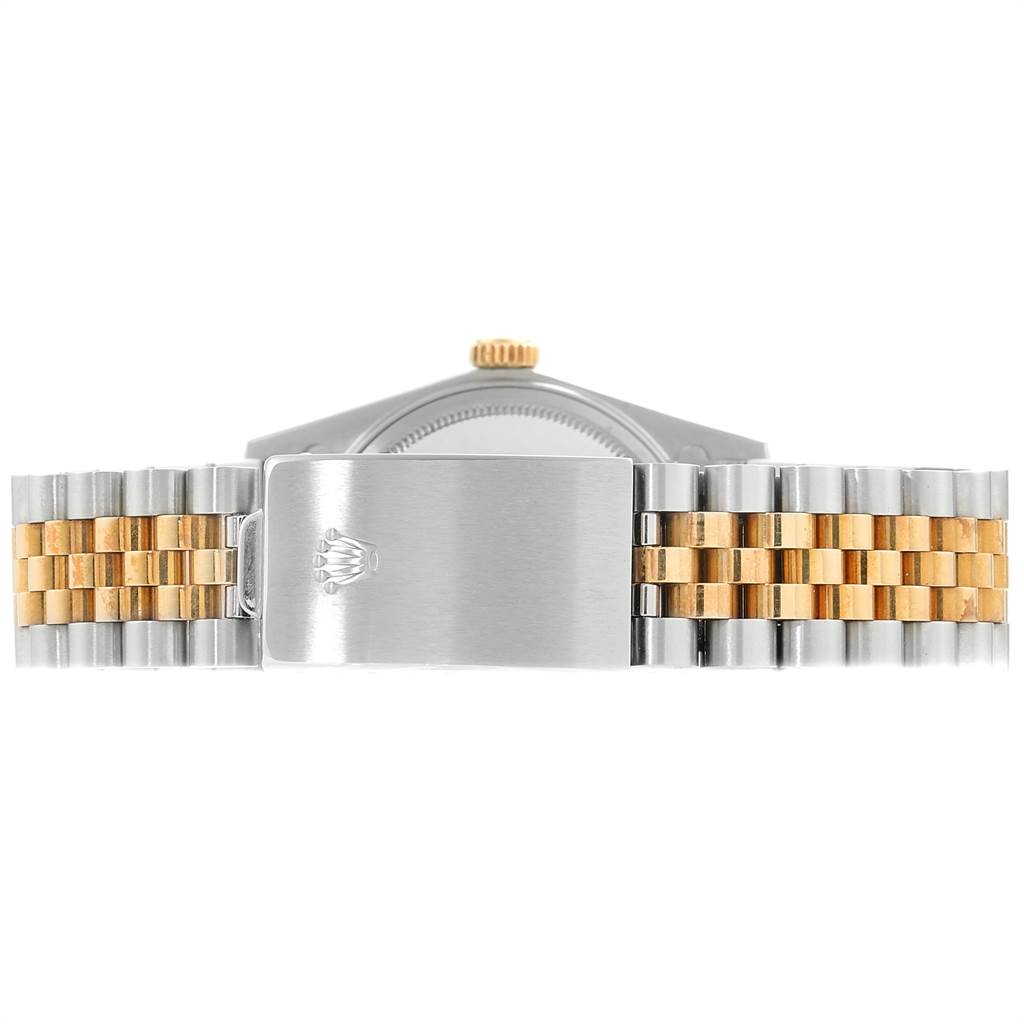 The image shows the back view of a Rolex Vintage Collection 16013 Men's Stainless Steel Silver Dial 16013 Men's Stainless Steel Silver Dial watch, focusing on the clasp and bracelet.