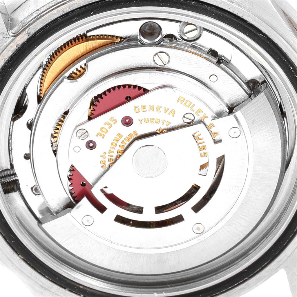 This image shows the internal movement of the Rolex Vintage Collection 16800 Men's Stainless Steel Black Dial 16800 Men's Stainless Steel Black Dial model from a close-up angle.