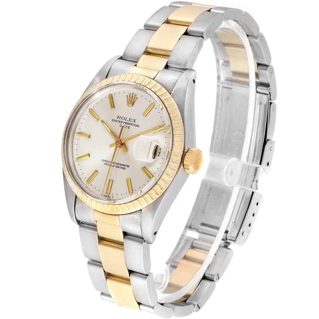 The Vintage Collection Rolex watch is shown at a three-quarter angle, highlighting the dial, crown, bracelet, and clasp.