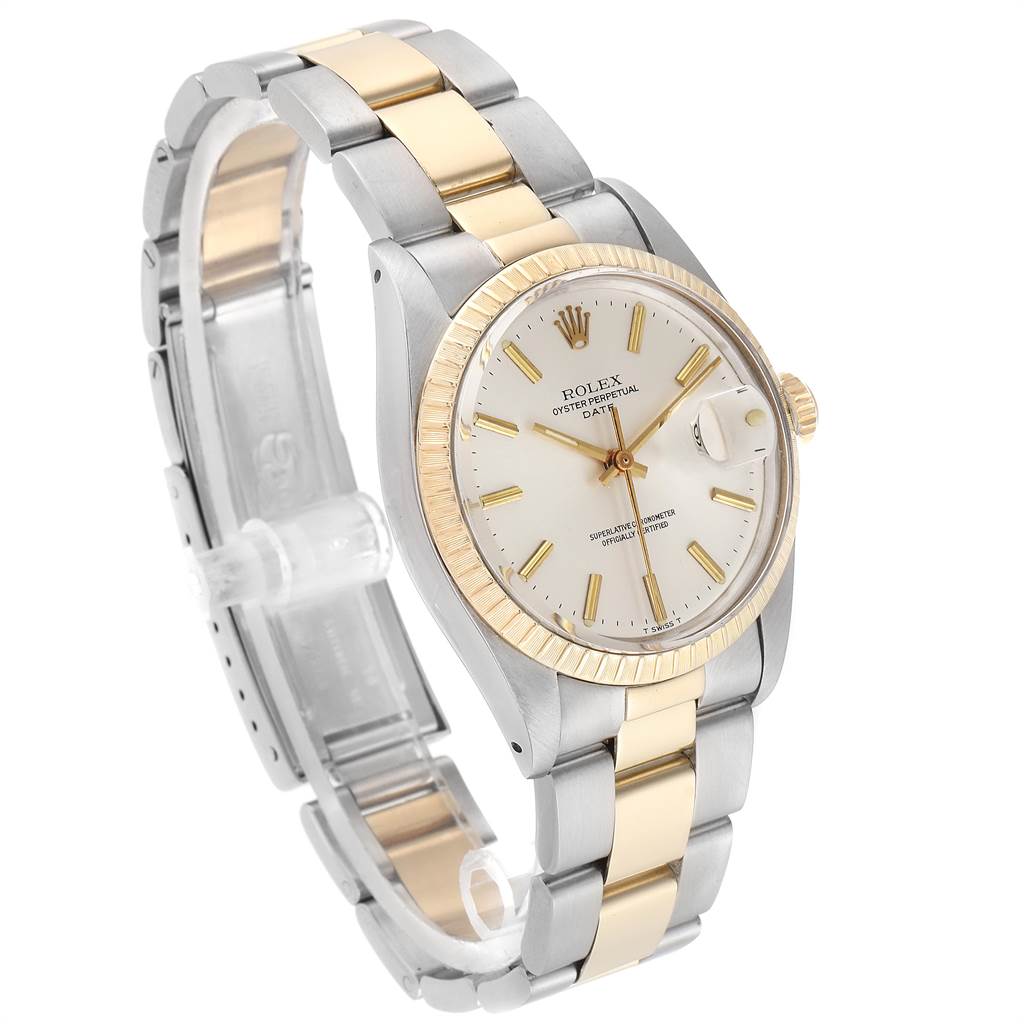 The Vintage Collection Rolex watch is shown at a three-quarter angle highlighting the face, bezel, and two-tone bracelet.