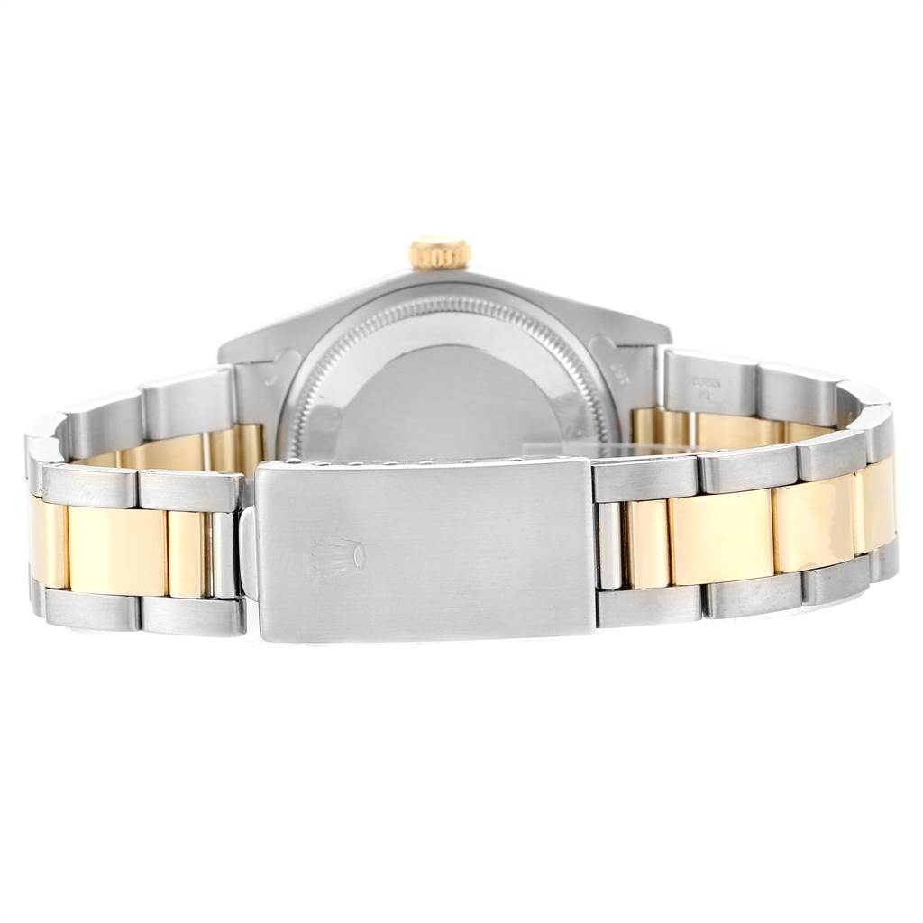 This image shows the back view of a Rolex Vintage Collection 1505 Men's Steel and Gold (two tone) Silver Dial 1505 Men's Steel and Gold (two tone) Silver Dial watch, highlighting the bracelet and clasp.