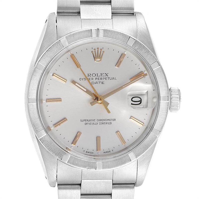 Rolex Date Vintage Silver Dial Stainless Steel Mens Watch 1501 SwissWatchExpo