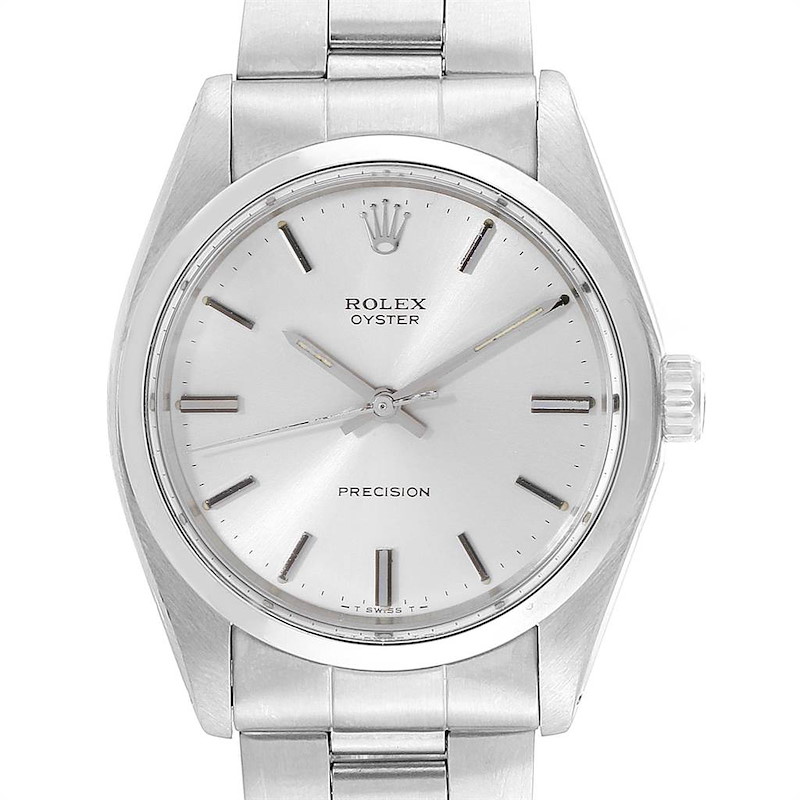 Rolex OysterDate Precision Steel Vintage Mens Watch 6694 Papers SwissWatchExpo