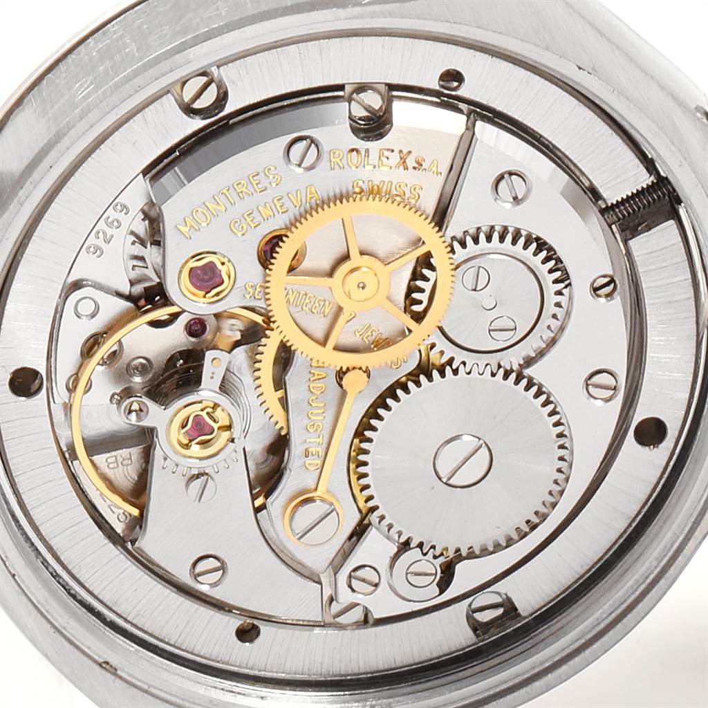 The image shows the detailed internal mechanical components of a Rolex Vintage Collection 6694 Men's Stainless Steel Silver Dial 6694 Men's Stainless Steel Silver Dial watch, viewed from the back.