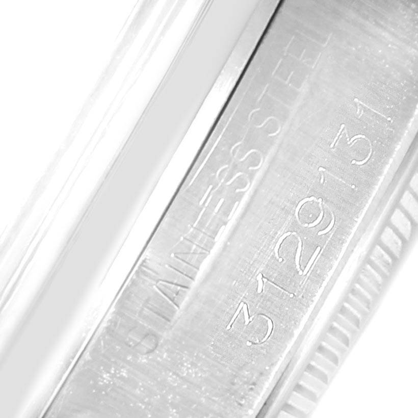 This close-up image shows the inner case back with engraved details of the Vintage Collection model by Rolex.