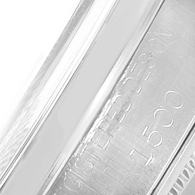 This close-up image shows the inner casing and model number engraving of the Rolex Vintage Collection 1500 Men's Stainless Steel Silver Dial 1500 Men's Stainless Steel Silver Dial watch.