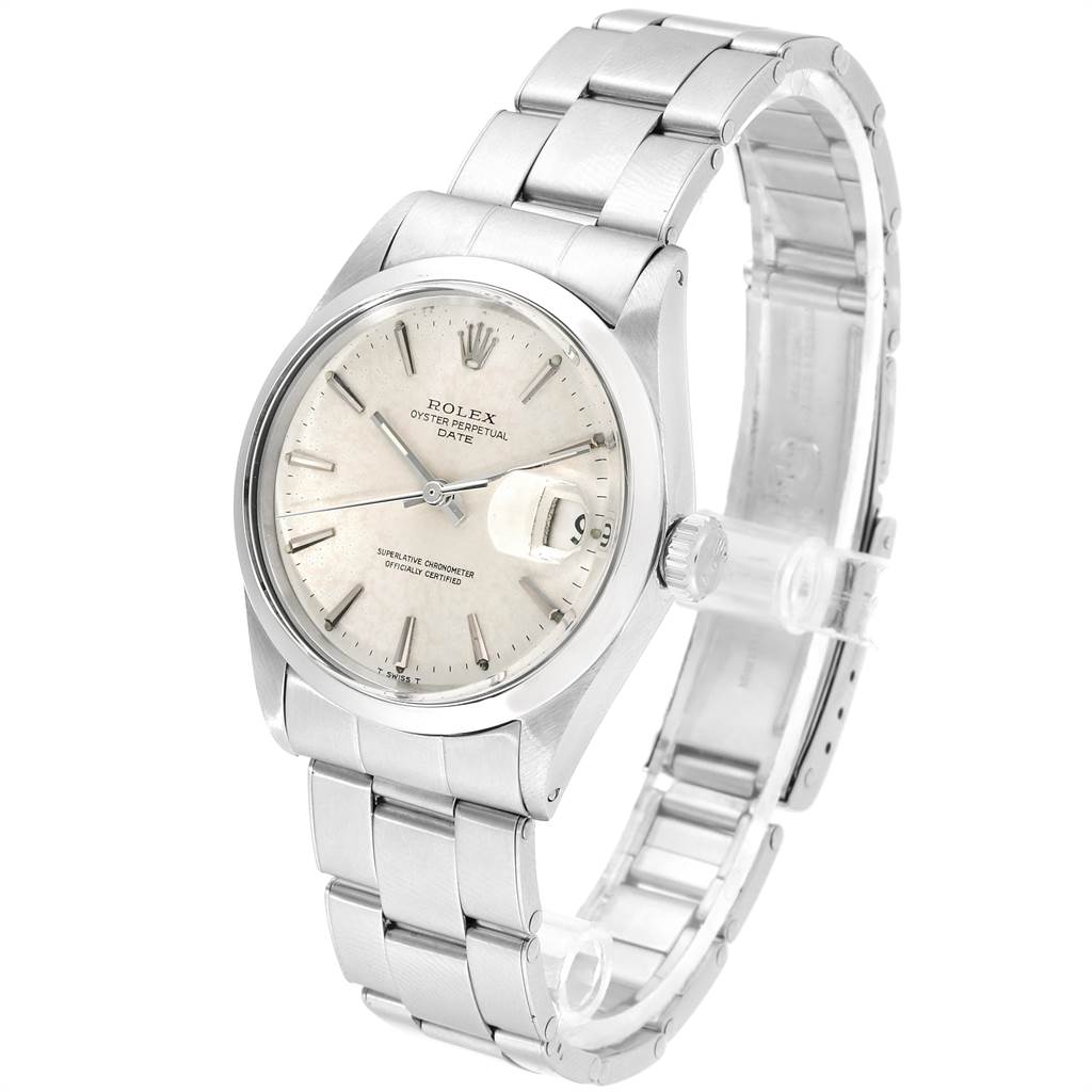 The Rolex Vintage Collection 1500 Men's Stainless Steel Silver Dial 1500 Men's Stainless Steel Silver Dial model is shown from an angled view, highlighting the dial, bracelet, and crown.