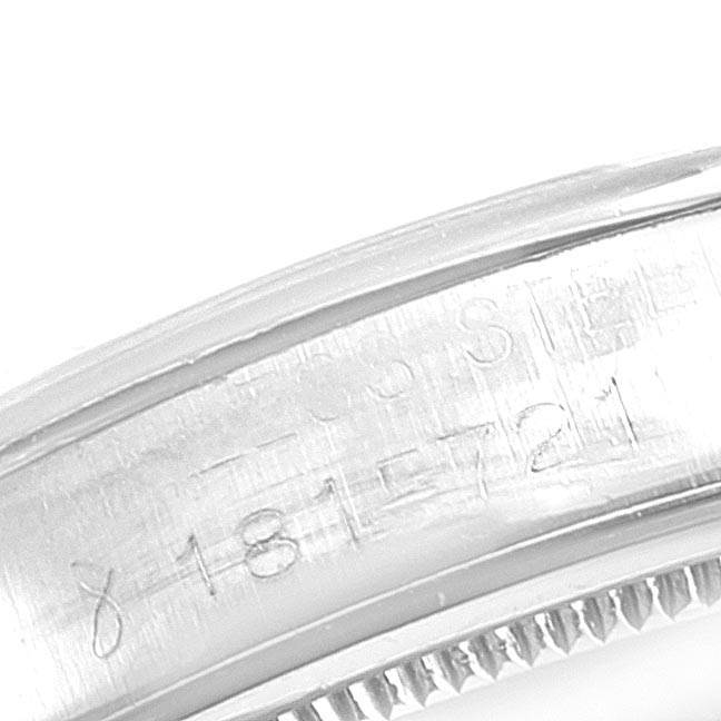 The image shows a close-up of the side of the Rolex Vintage Collection 6426 Men's Stainless Steel Silver Dial 6426 Men's Stainless Steel Silver Dial model, highlighting the serial number engraving.