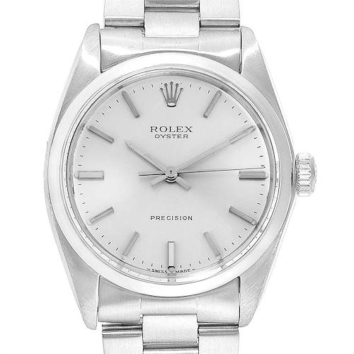 Photo of Rolex Precision Vintage Stainless Steel Silver Dial Mens Watch 6426