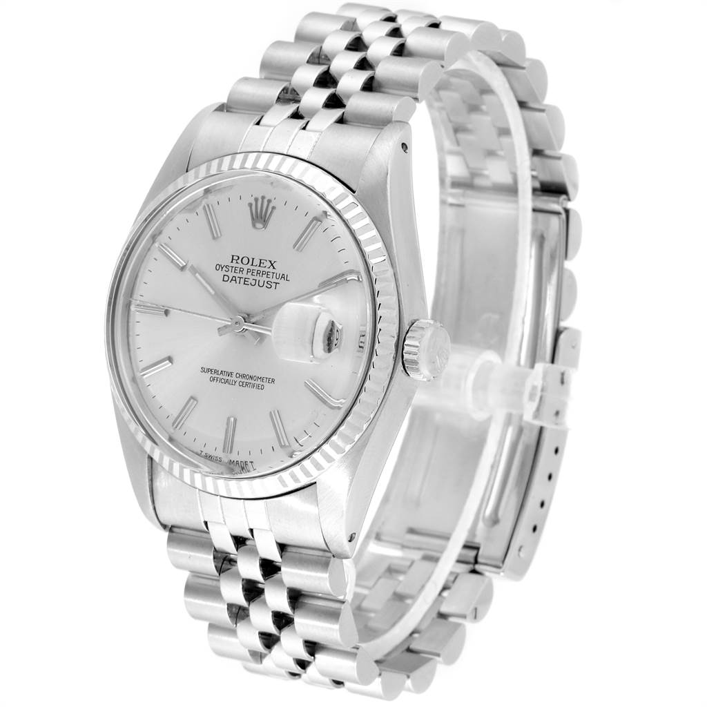 Rolex Datejust Steel White Gold Fluted Bezel Vintage Mens Watch 16014 ...