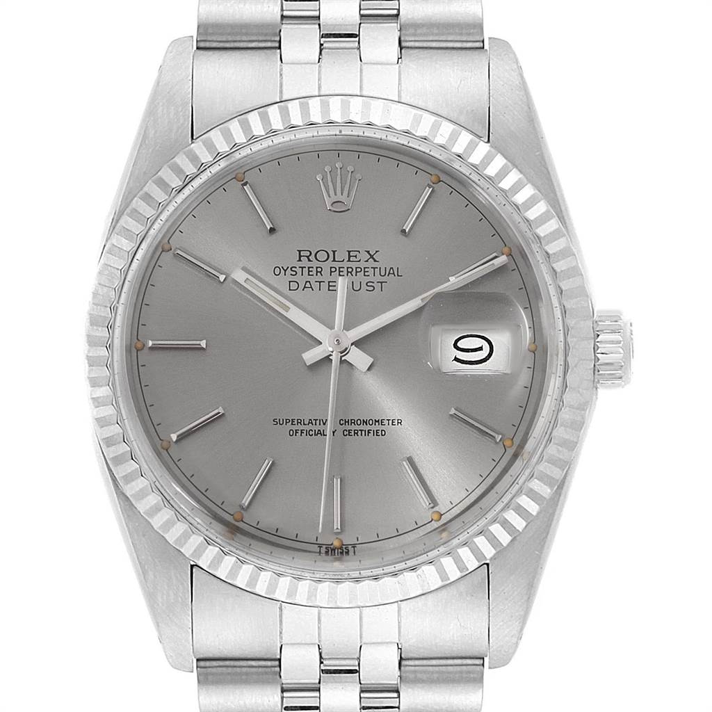 The Rolex Vintage Collection 16014 Men's Stainless Steel Silver Dial 16014 Men's Stainless Steel Silver Dial model watch is shown from a front angle, displaying the dial, hands, bezel, and bracelet.