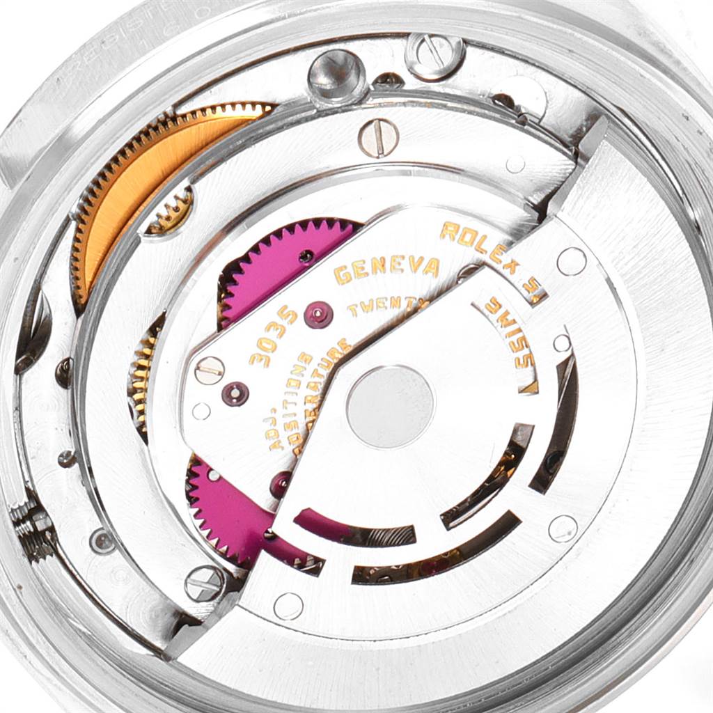 This image shows the internal mechanics of the Rolex Vintage Collection 16014 Men's Stainless Steel Silver Dial 16014 Men's Stainless Steel Silver Dial watch, highlighting gears and the movement components.