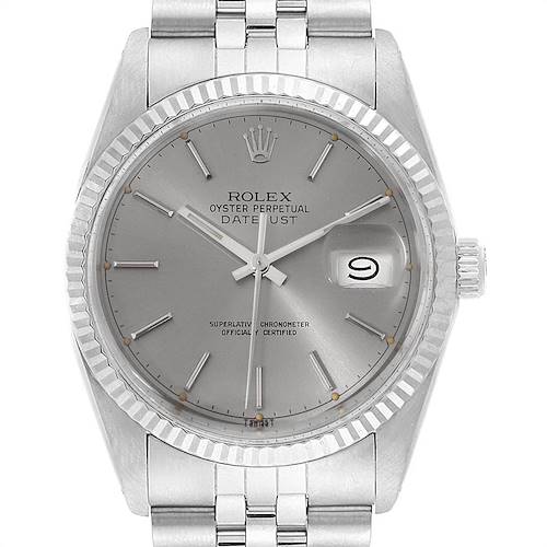 Photo of Rolex Datejust Vintage Steel White Gold Grey Dial Mens Watch 16014