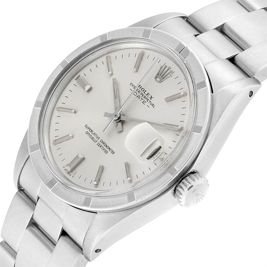 The Rolex Vintage Collection 1501 Men's Stainless Steel Silver Dial 1501 Men's Stainless Steel Silver Dial watch is shown at an angled top-down view, displaying the face, bezel, and part of the bracelet.