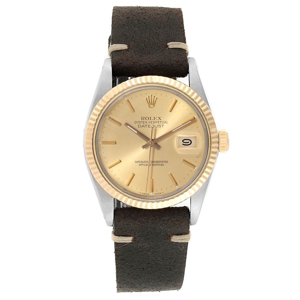 The Rolex Vintage Collection 16013 Men's Stainless Steel Champagne Dial 16013 Men's Stainless Steel Champagne Dial model is shown from a front angle, featuring the full face, bezel, crown, and strap.