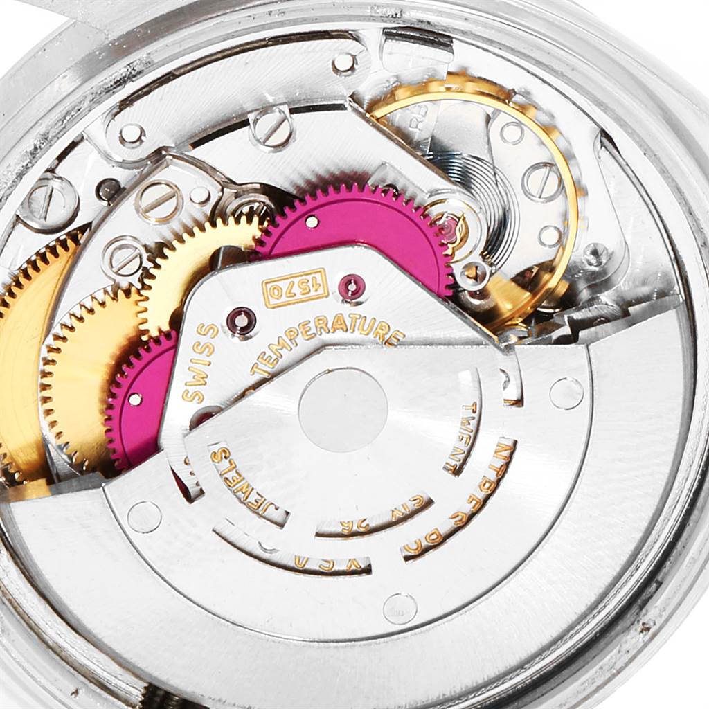 This image shows the internal mechanical movement of the Rolex Vintage Collection 1601 Men's Stainless Steel Grey Dial 1601 Men's Stainless Steel Grey Dial watch from a close-up angle.