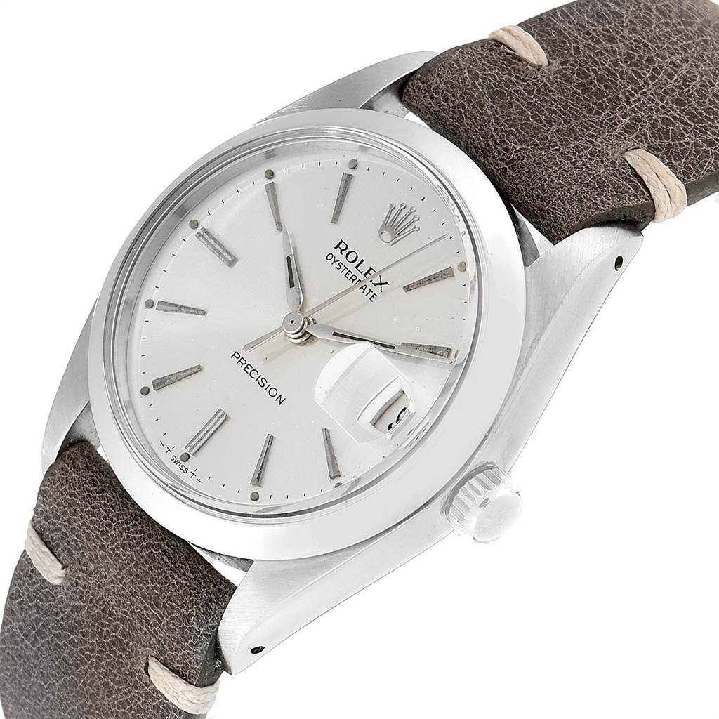 The image shows a close-up front angle view of the Rolex Vintage Collection 6694 Men's Stainless Steel Silver Dial 6694 Men's Stainless Steel Silver Dial watch, highlighting its dial, hands, and crown.