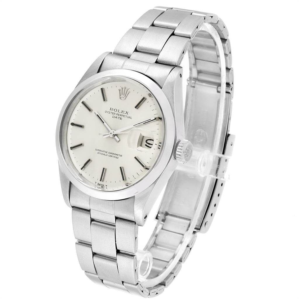 The Vintage Collection Rolex watch is shown at a slight angle, displaying the face, hands, date window, and stainless steel bracelet.