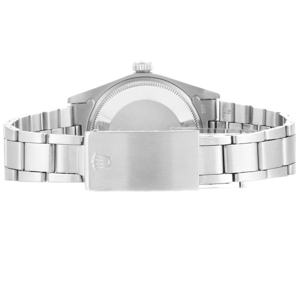 This image shows the back of the Rolex Vintage Collection 1500 Men's Stainless Steel Silver Dial 1500 Men's Stainless Steel Silver Dial watch, showcasing its bracelet and clasp.