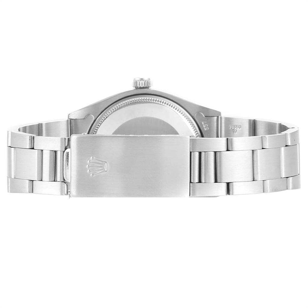 The image shows the back and clasp of a Rolex Vintage Collection 5500 Men's Stainless Steel Silver Dial 5500 Men's Stainless Steel Silver Dial watch, focusing on the bracelet and clasp area.