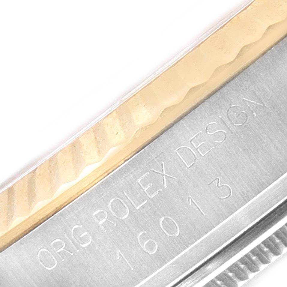 The image shows a close-up side view of the casing of a Vintage Collection Rolex watch, highlighting the engraved model number "16013" and the phrase "ORIG ROLEX DESIGN."