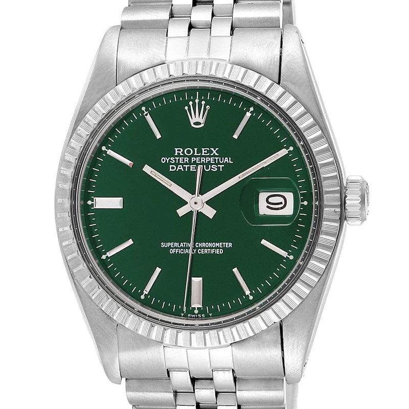 Rolex Datejust Green Dial Jubilee Bracelet Vintage Mens Watch 1603 SwissWatchExpo