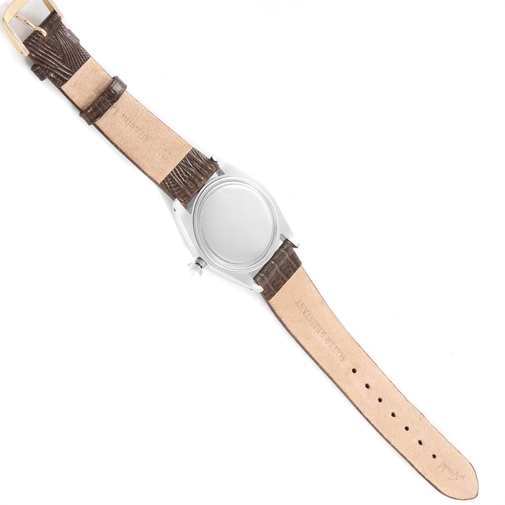 The image shows the back and full strap of the Rolex Vintage Collection 6694 Men's Stainless Steel Silver Dial 6694 Men's Stainless Steel Silver Dial watch from a top-down angle.