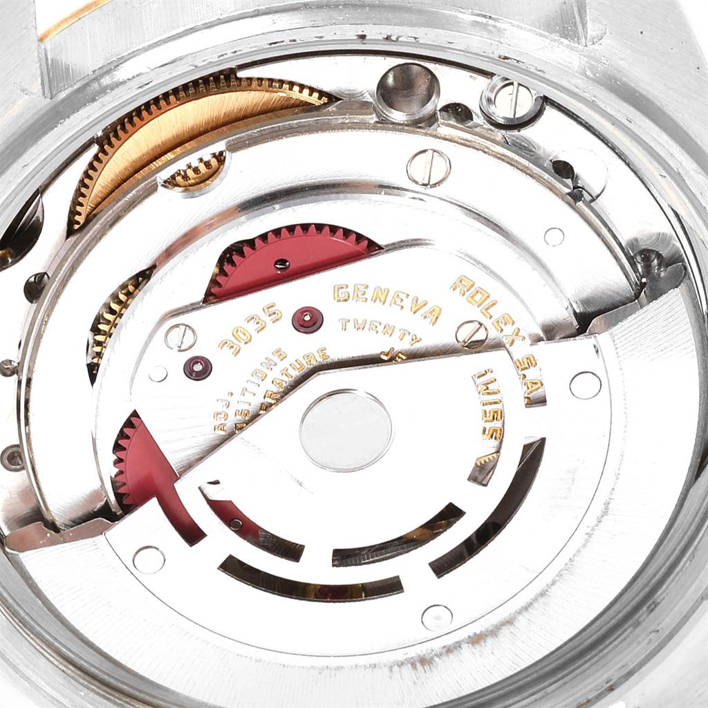 This image shows the exposed movement mechanism of a Rolex Vintage Collection 16013 Men's Stainless Steel Silver Dial 16013 Men's Stainless Steel Silver Dial model, viewed from the back.