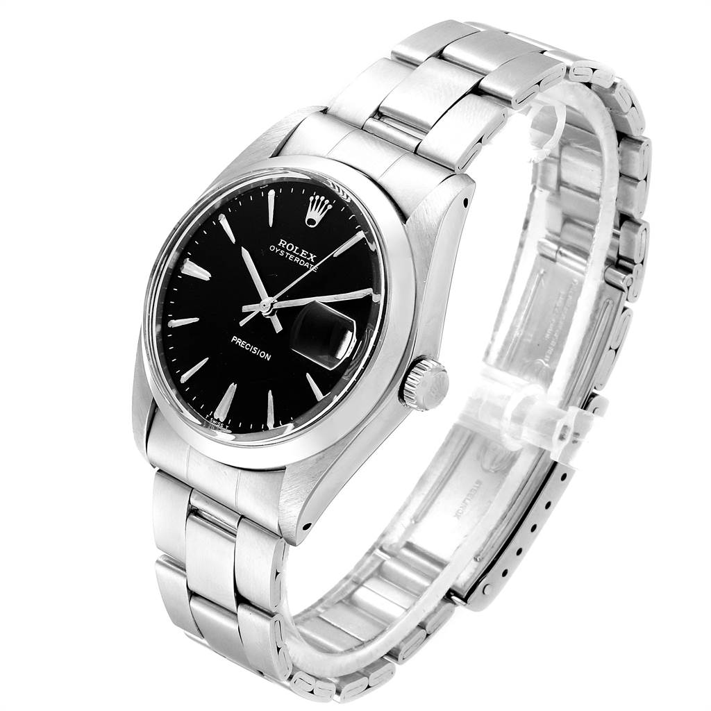 The image shows a Rolex Vintage Collection 6694 Men's Stainless Steel Black Dial 6694 Men's Stainless Steel Black Dial watch at a three-quarter angle, displaying the face, bezel, crown, and bracelet.