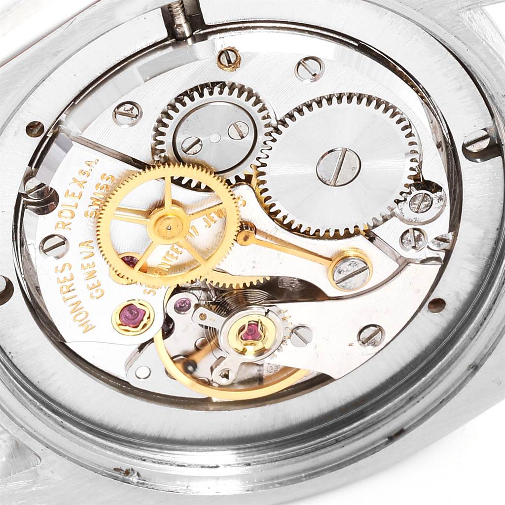 The image shows an up-close view of the movement mechanism of a Vintage Collection model by Rolex.