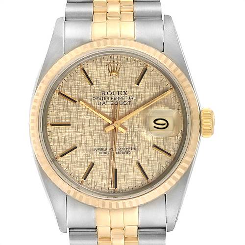 Photo of Rolex Datejust Steel Yellow Gold Brick Dial Vintage Mens Watch 16013