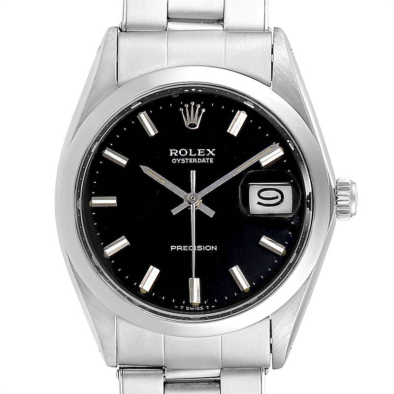 Rolex OysterDate Precision Steel Vintage Mens Watch 6694 Box Papers SwissWatchExpo