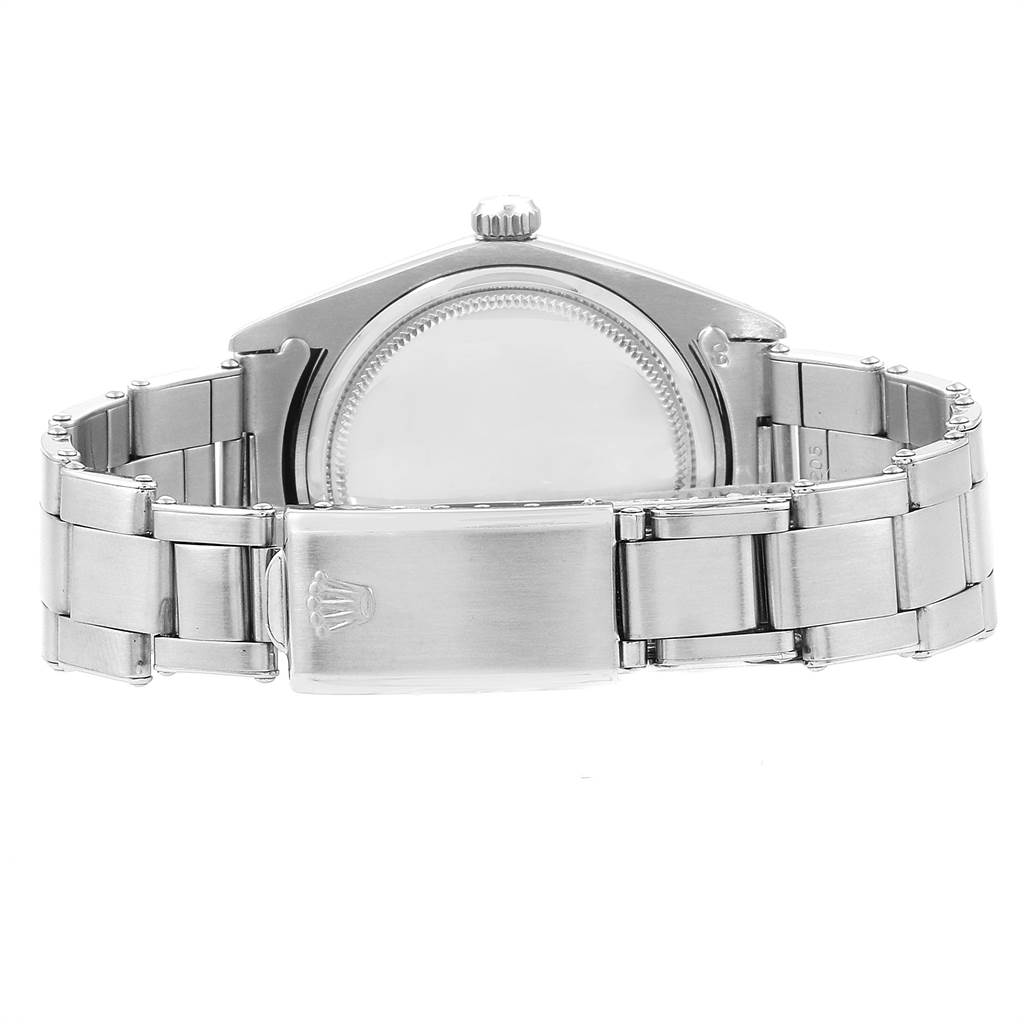 The image shows the back view of the Rolex Vintage Collection 6694 Men's Stainless Steel Black Dial 6694 Men's Stainless Steel Black Dial watch, highlighting the clasp and part of the bracelet.