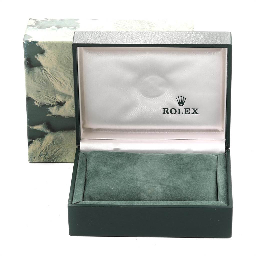 The image shows an open Rolex watch box for a Vintage Collection model as viewed from the front.