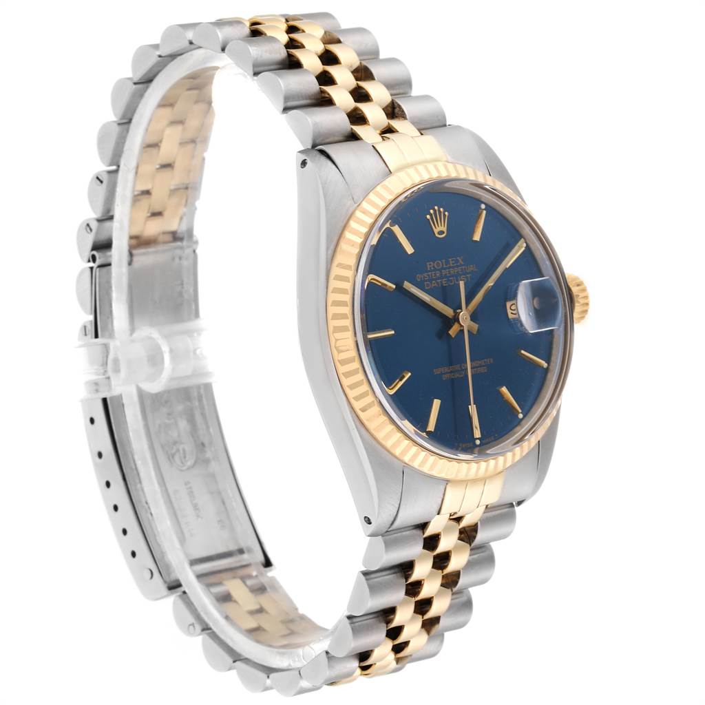 This image depicts a Vintage Collection Rolex watch at a three-quarter angle, showing the watch face, bezel, and two-tone bracelet.