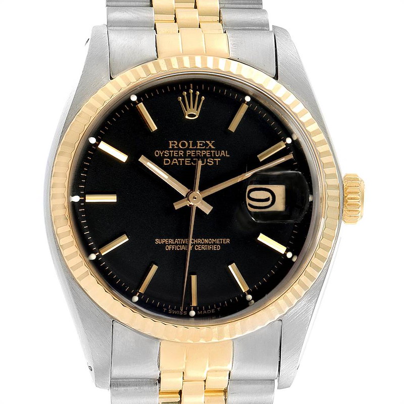 Rolex Datejust Steel Yellow Gold Fluted Bezel Vintage Mens Watch 1601 SwissWatchExpo